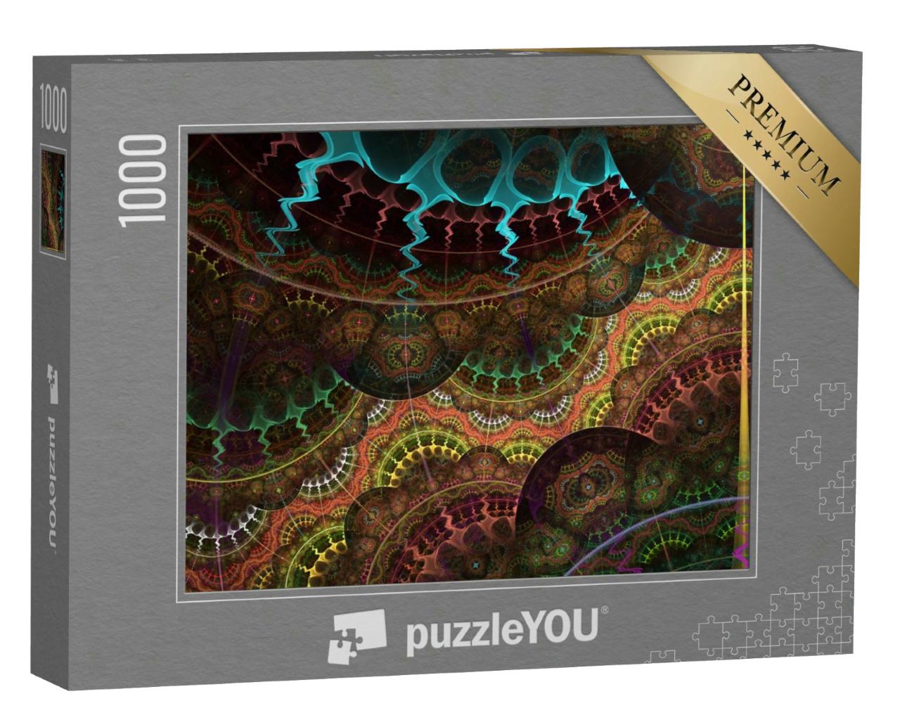 Puzzle 1000 Teile „Digitale Kunst: Detailliertes fraktales Uhrwerk“