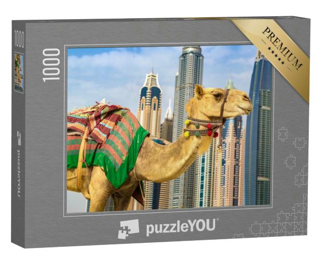 Puzzle 1000 Teile „Kamel vor der Dubai Marina, Vereinigte Arabische Emirate“