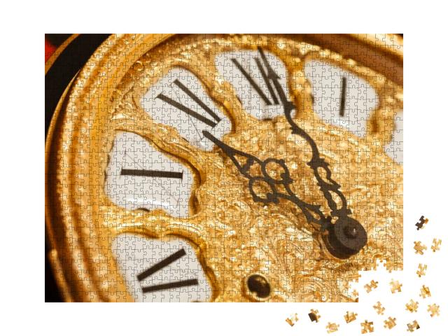 Puzzle 1000 Teile „Goldene Uhr mit römischem Ziffernblatt “