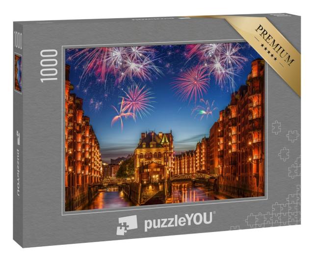 Puzzle 1000 Teile „Feuerwerk über Hamburg“