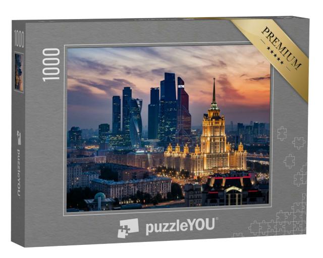 Puzzle 1000 Teile „Moskauer Skyline: Sonnenuntergang über der City, Russland“