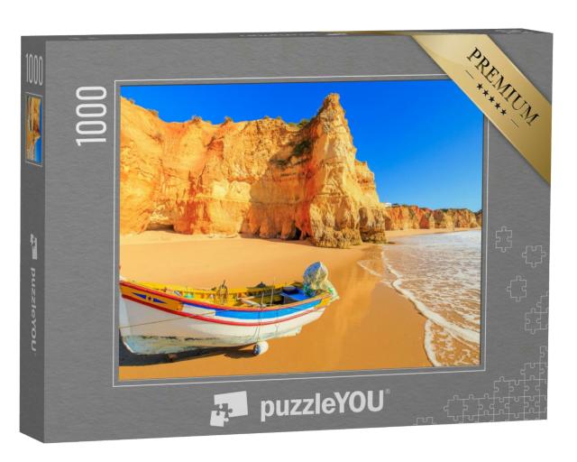 Puzzle 1000 Teile „Fischerboot an der Praia da Rocha in Portimao, Portugal“