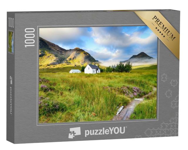 Puzzle 1000 Teile „Malerisches Postkartenhäuschen in Glencoe, schottische Highlands“