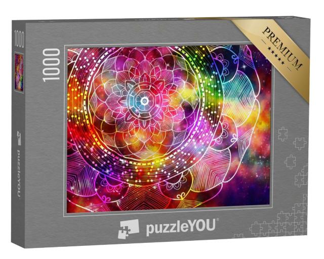 Puzzle 1000 Teile „Alte Sternenfelder und bunte Galaxien im Mandala Design“