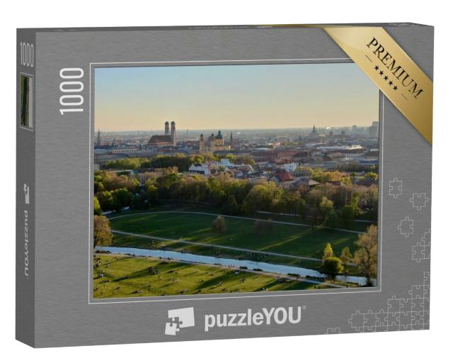 Puzzle 1000 Teile „Münchner Stadtbild mit dem Englischen Garten und dem Eisbach“