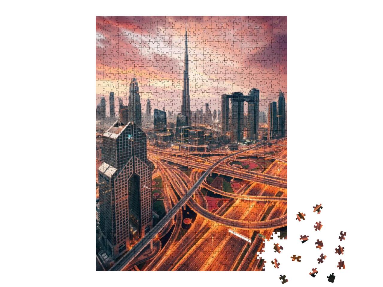 Puzzle 1000 Teile „Wunderschöner Sonnenaufgang über Downtown Dubai“