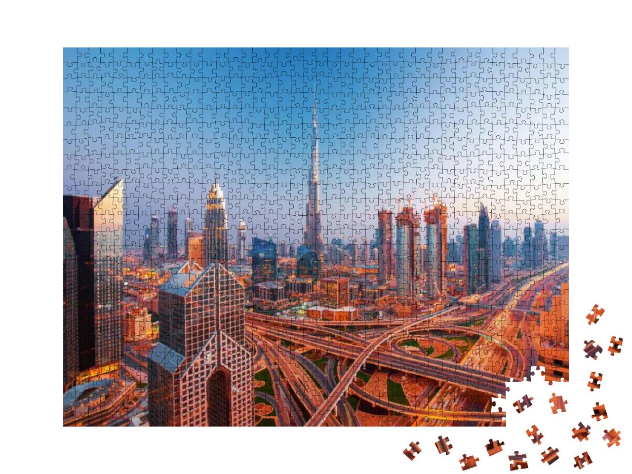 Puzzle 1000 Teile „Moderne Skyline des Stadtzentrums von Dubai“