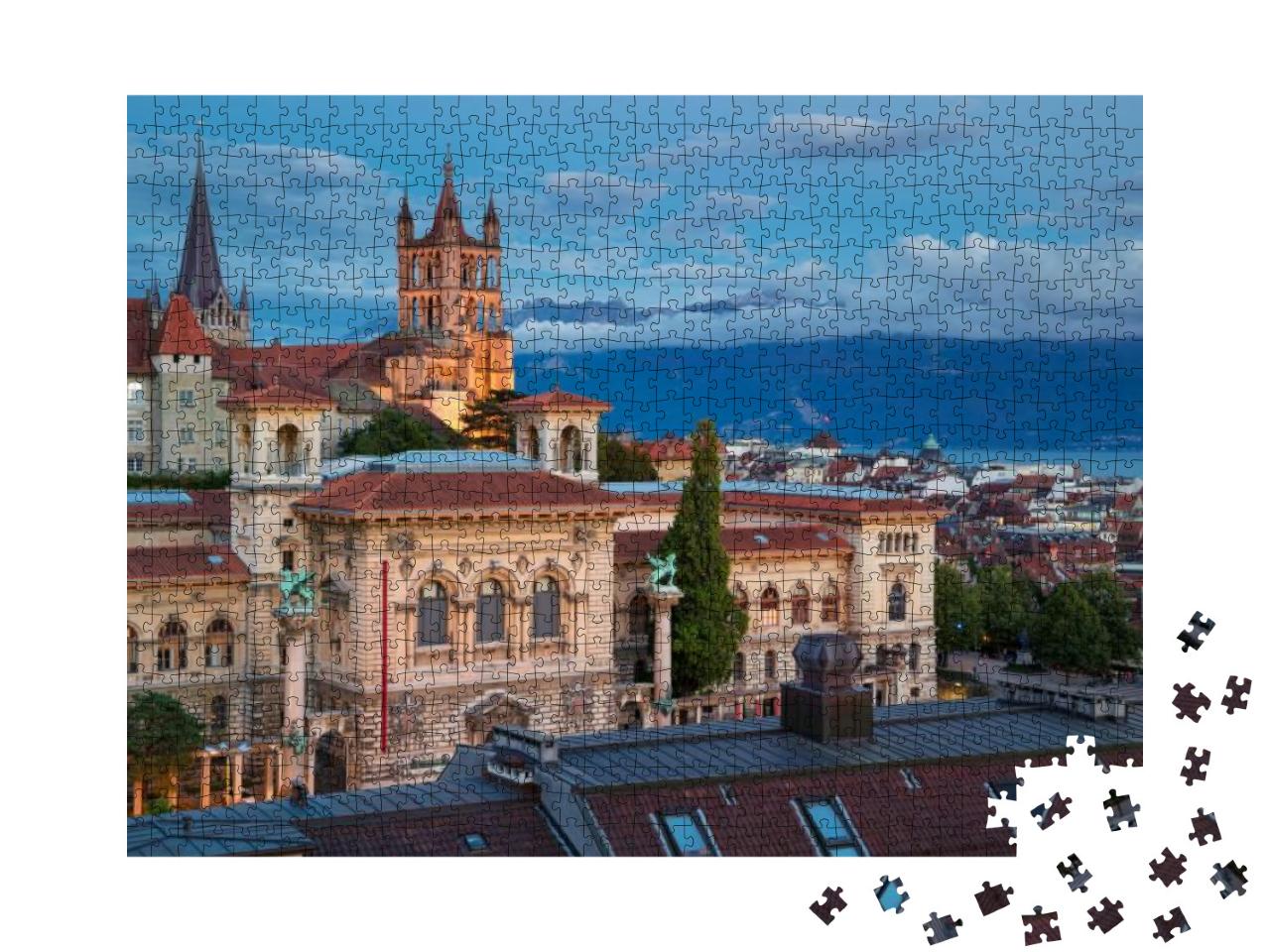 Puzzle 1000 Teile „Wunderschönes Stadtbild von Lausanne, Schweiz“
