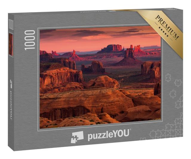 Puzzle 1000 Teile „Sonnenaufgang in Hunts Mesa, Monument Valley, Arizona, USA“