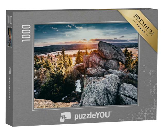 Puzzle 1000 Teile „Aussichtspunkt vom Eduardova-Felsen im Erzgebirge, Tschechien“