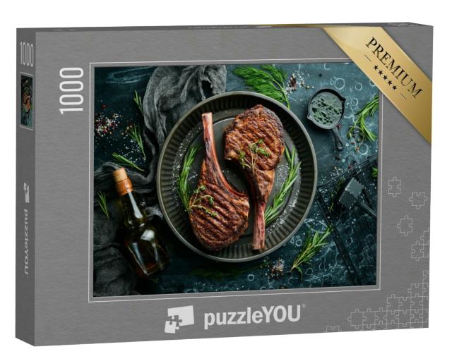Puzzle 1000 Teile „Saftiges Steak am Knochen gegrillt“