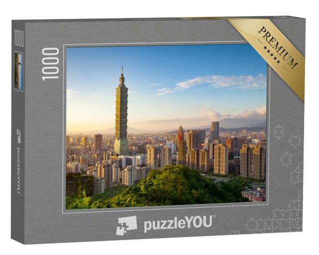 Puzzle 1000 Teile „Stadt Taipeh bei Sonnenuntergang, Taiwan“