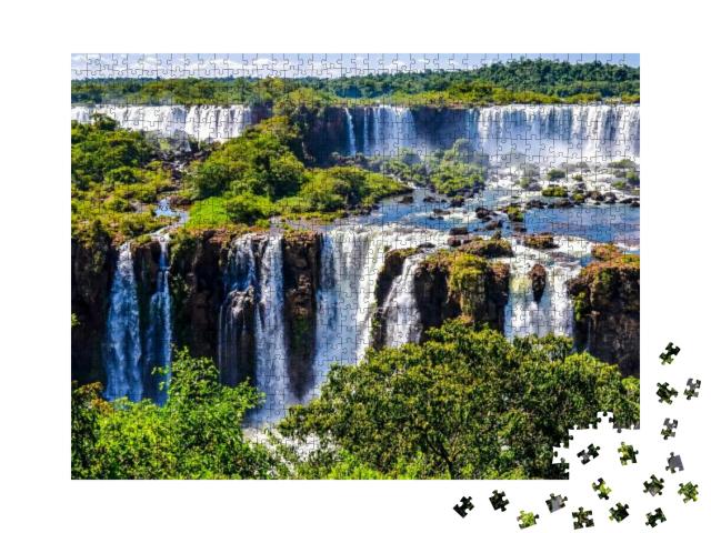 Puzzle 1000 Teile „Wasserfalllandschaft mit Flusspanorama“