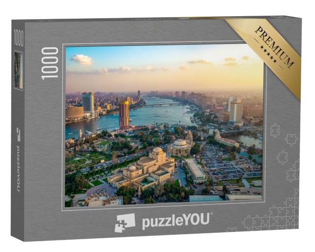 Puzzle 1000 Teile „Panorama der Kairoer Stadtlandschaft bei Sonnenuntergang, Ägypten“