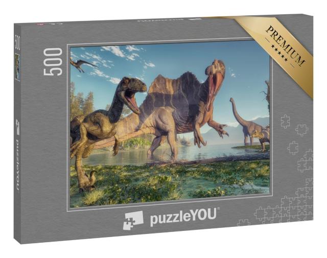 Puzzle 500 Teile „Spinosaurus und Deinonychus“