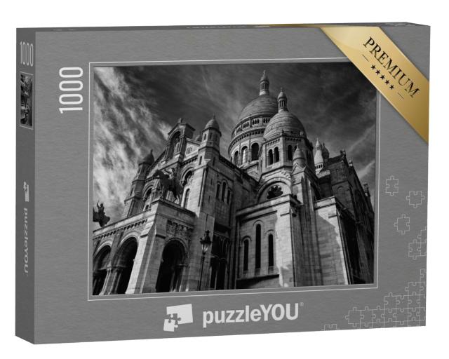 Puzzle 1000 Teile „Basilika Sacre Coeur Montmartre, monochromes Bild, Paris“