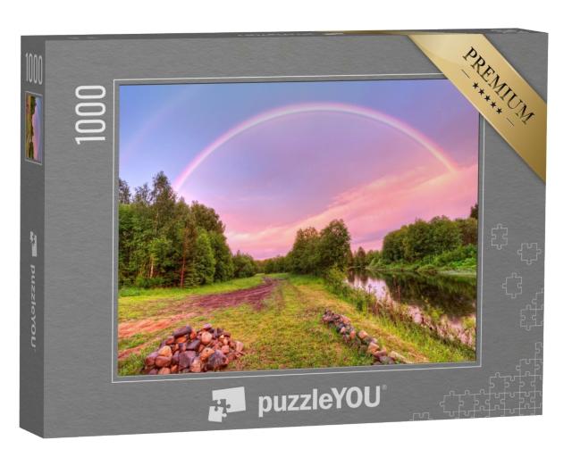 Puzzle 1000 Teile „Regenbogen über der ländlichen Archangelskij Region, Russland“