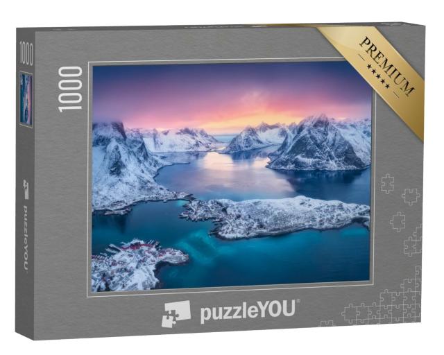 Puzzle 1000 Teile „Sonnenuntergang im Winter auf den Lofoten-Inseln, Norwegen“
