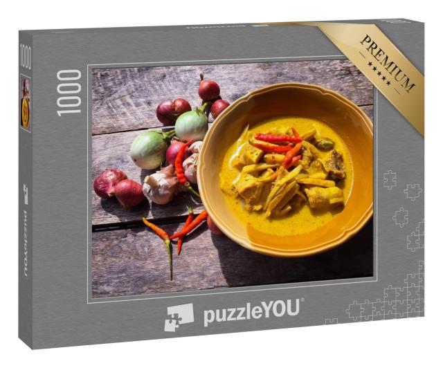 Puzzle 1000 Teile „Kokosnuss-Curry-Huhn mit Bambussprossen aus Thailand“