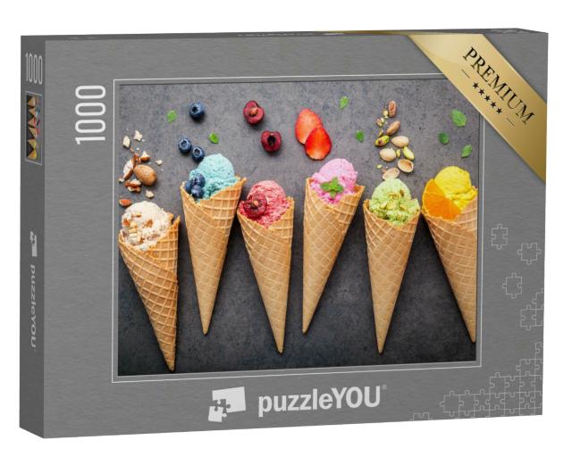 Puzzle 1000 Teile „Eissorten in Tüten“