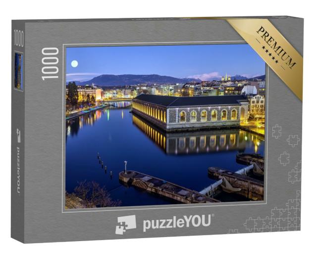 Puzzle 1000 Teile „Genf am Abend, Schweiz“