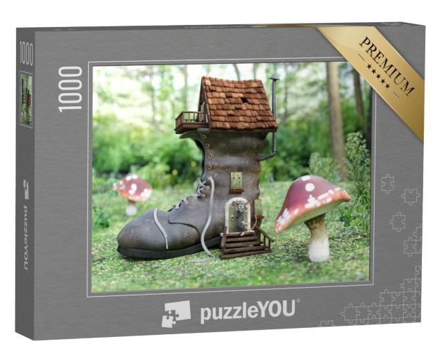 Puzzle 1000 Teile „Waldmaus vor ihrem Stiefel-Haus“