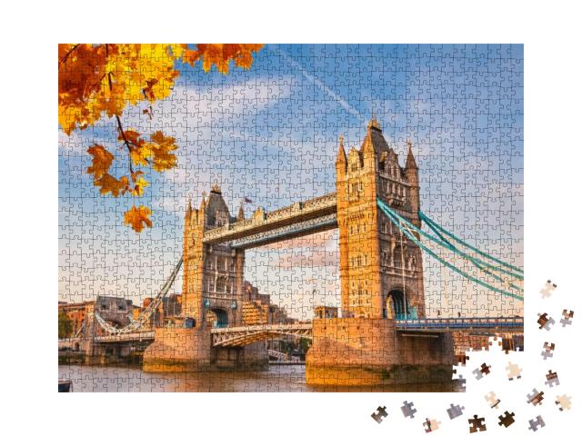 Puzzle 1000 Teile „Tower Bridge mit Herbstlaub, London“