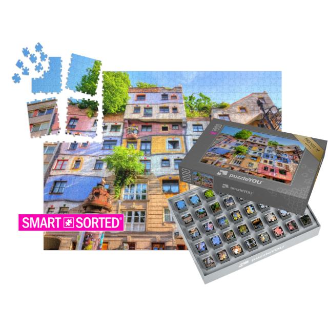 SMART SORTED® | Puzzle 1000 Teile „Hundertwasserhaus in Wien, Österreich“