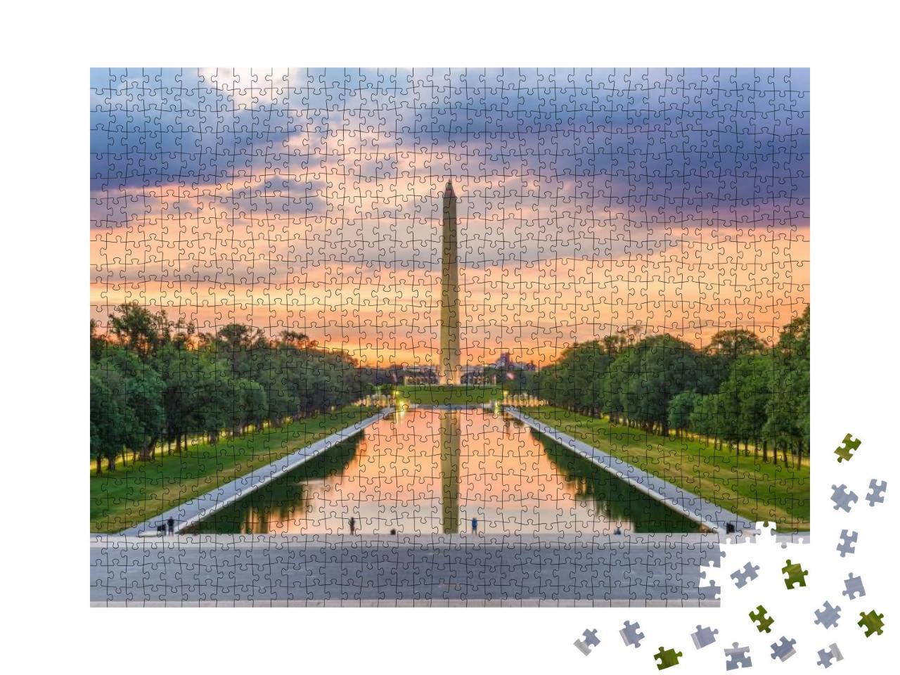 Puzzle 1000 Teile „Washington Monument am Reflecting Pool, USA“
