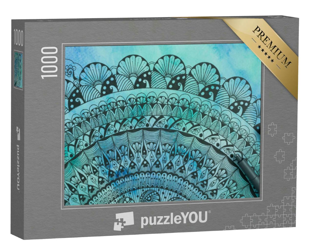 Puzzle 1000 Teile „Perfektes Mandala auf Papier mit Zeichenstift“