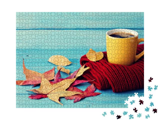Puzzle 1000 Teile „Eine herbstliche Tasse Kaffee“
