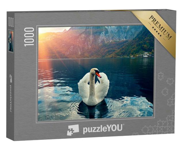 Puzzle 1000 Teile „Majestätischer Schwan im Hallstädter See, Österreich“