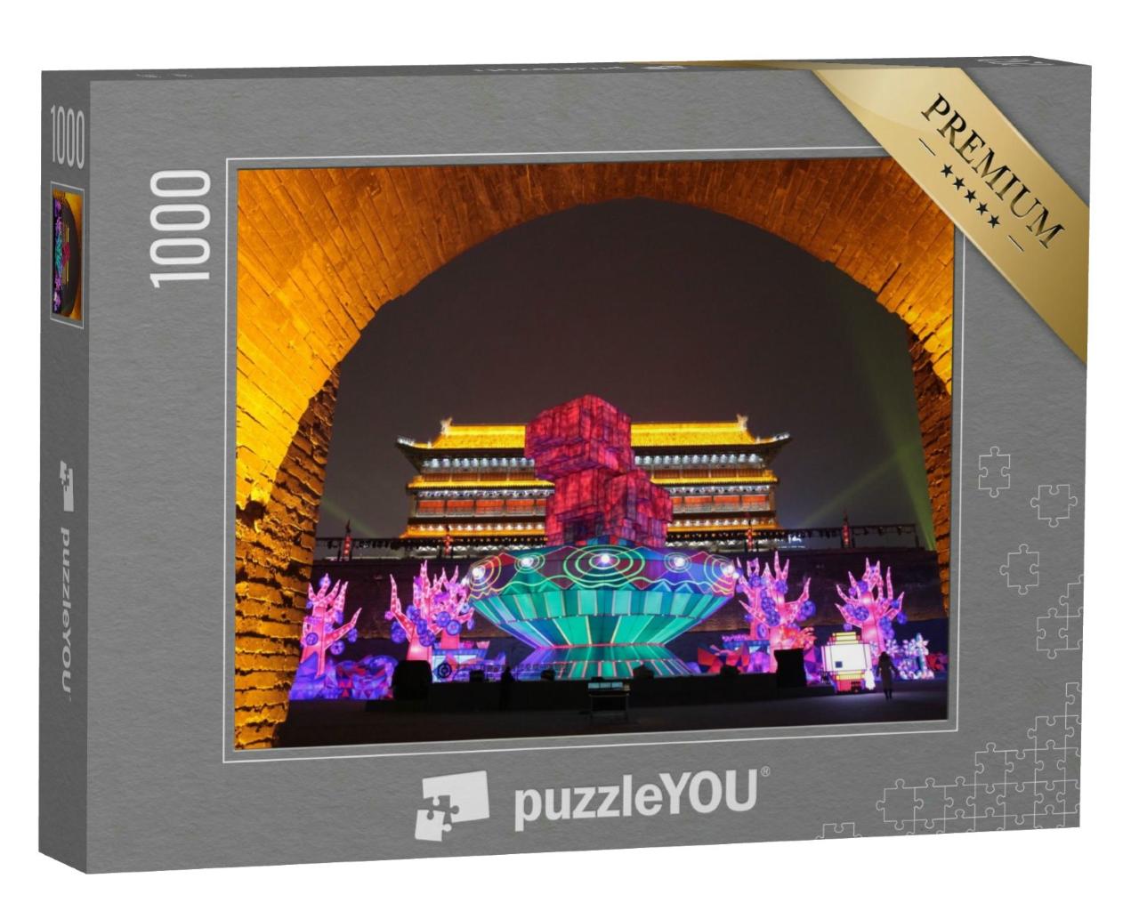 Puzzle 1000 Teile „Xi 'an Stadtmauerlaternen zum Neujahrsfest, China“