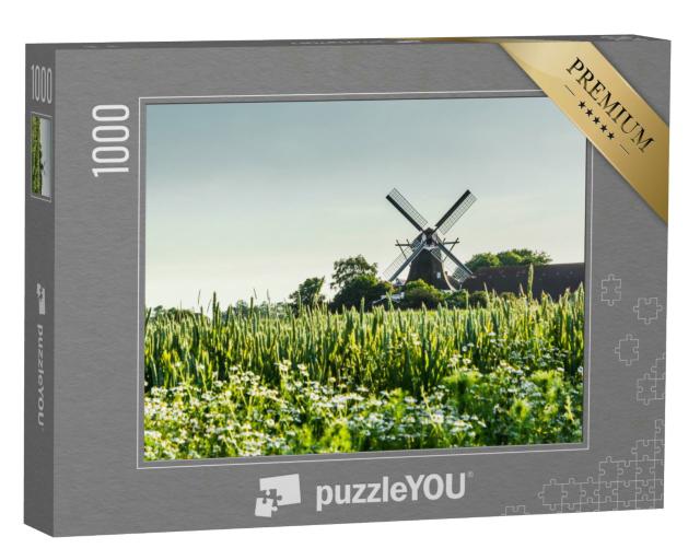Puzzle 1000 Teile „Auf dem Land: Mühle in Ostfriesland, Niedersachsen“