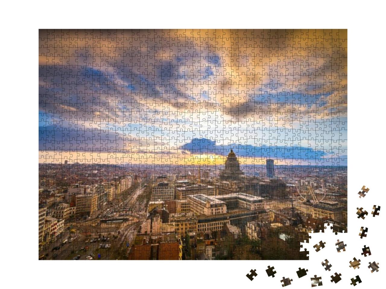 Puzzle 1000 Teile „Brüssel am Palais de Justice in der Abenddämmerung“