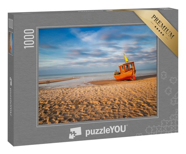 Puzzle 1000 Teile „Altes Fischerboot am Strand von Ahlbeck auf Usedom“