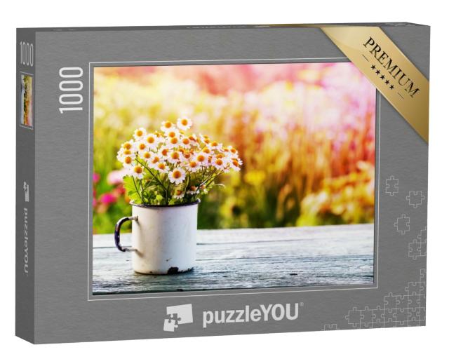Puzzle 1000 Teile „Schöner Garten mit einem Arrangement von Gänseblümchen“