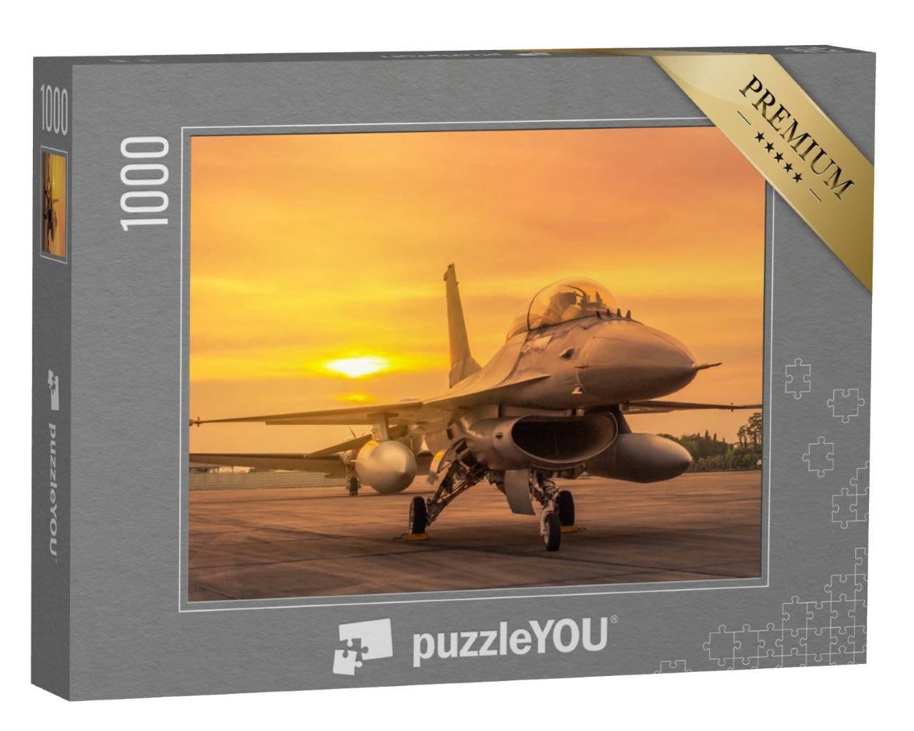 Puzzle 1000 Teile „Militärflugzeug auf der Start-und Landebahn“