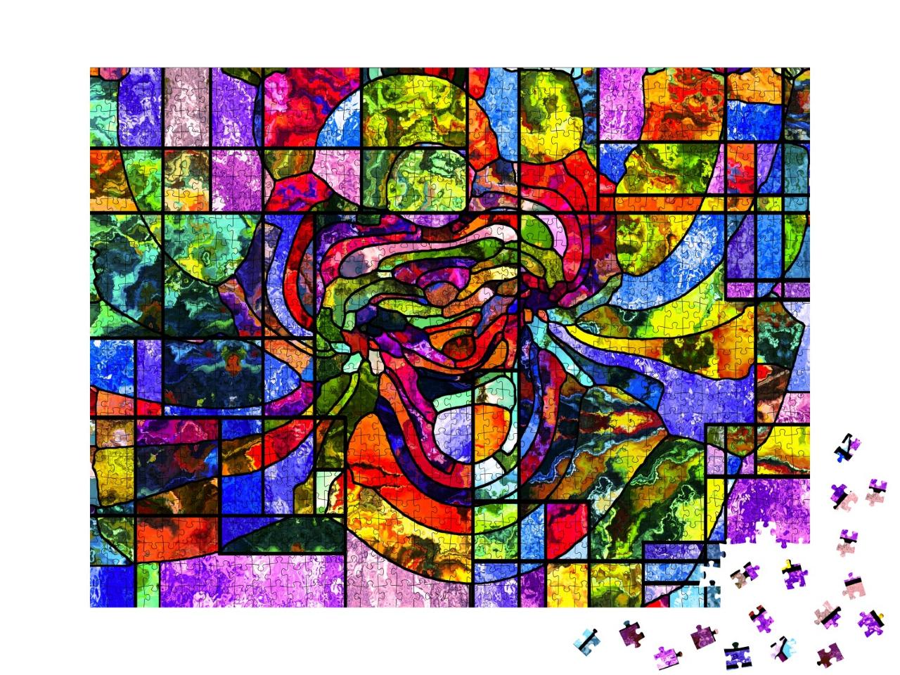 Puzzle 1000 Teile „Buntglas: Spiritualität, Fantasie, Kreativität und Kunst“