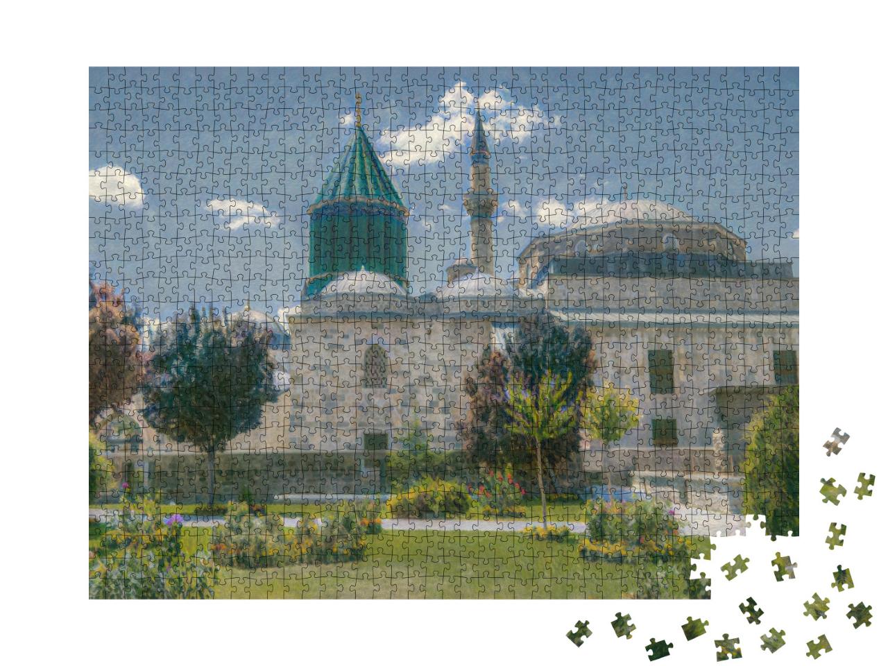 Puzzle 1000 Teile „im Kunst-Stil von Claude Monet - Mevlana Celaleddin Rumi Grab und Museum, Konya Türkei“