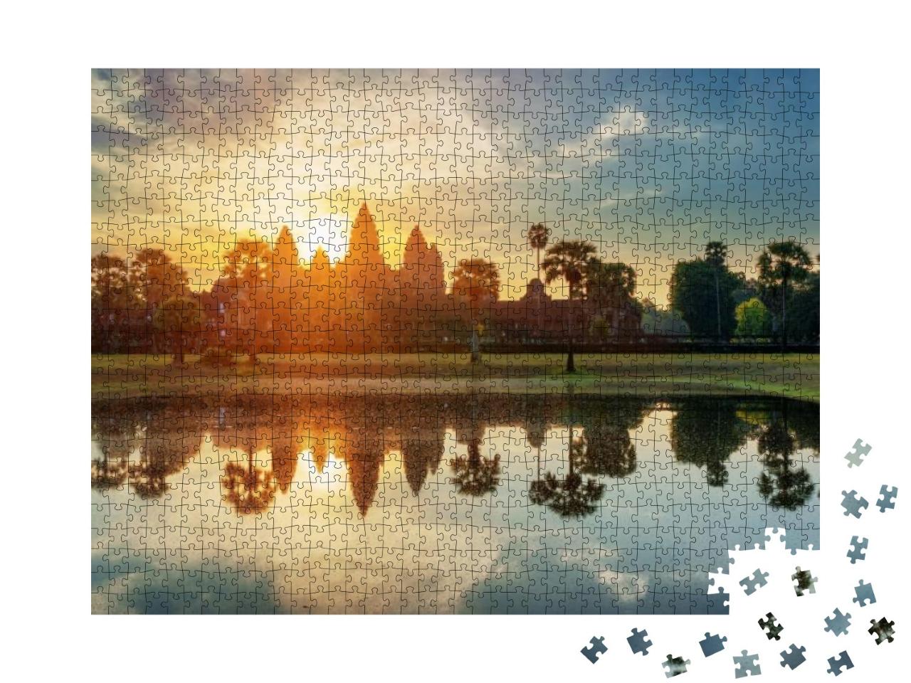 Puzzle 1000 Teile „Türme der alten Tempelanlage Angkor Wat in Kambodscha“
