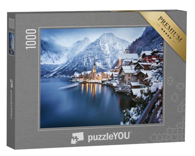 Puzzle 1000 Teile „Winteransicht von Hallstatt, UNESCO-Weltulturerbe, Österreich“