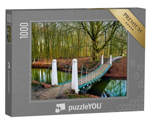 Puzzle 1000 Teile „Flussbrücke im Herbstpark“