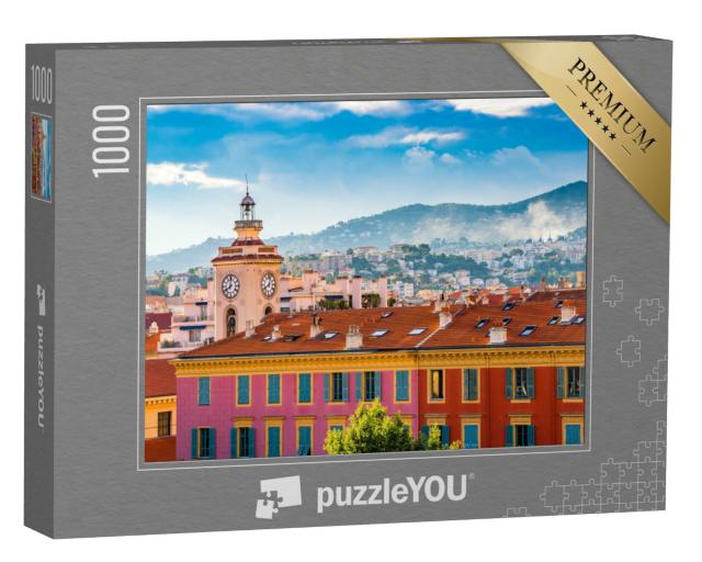 Puzzle 1000 Teile „Uhrenturm in Port Lympia, Altstadt von Nizza, Frankreich“