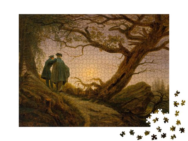 Puzzle 1000 Teile „Caspar David Friedrich - Zwei Männer beim Betrachten des Mondes“
