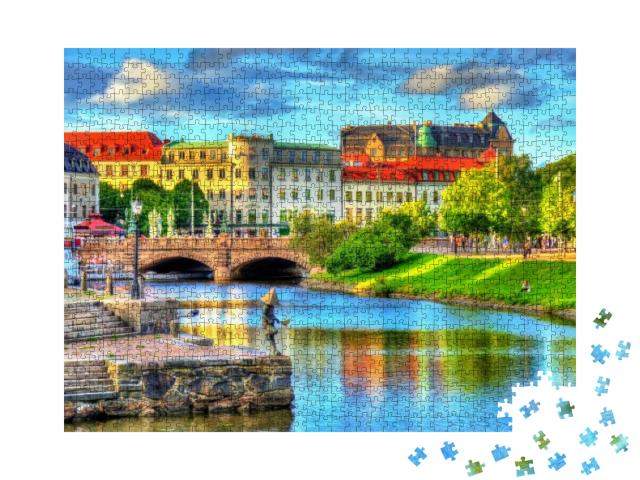 Puzzle 1000 Teile „Kanal im historischen Zentrum von Göteborg, Schweden“