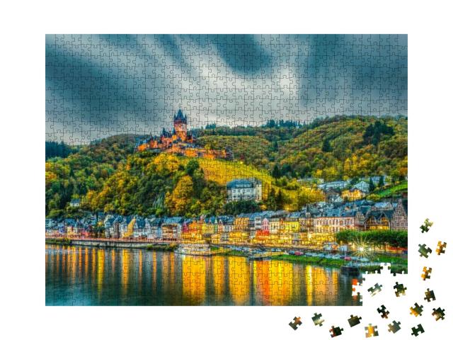 Puzzle 1000 Teile „Reichsburg und Stadt Cochem an der romantischen Mosel“