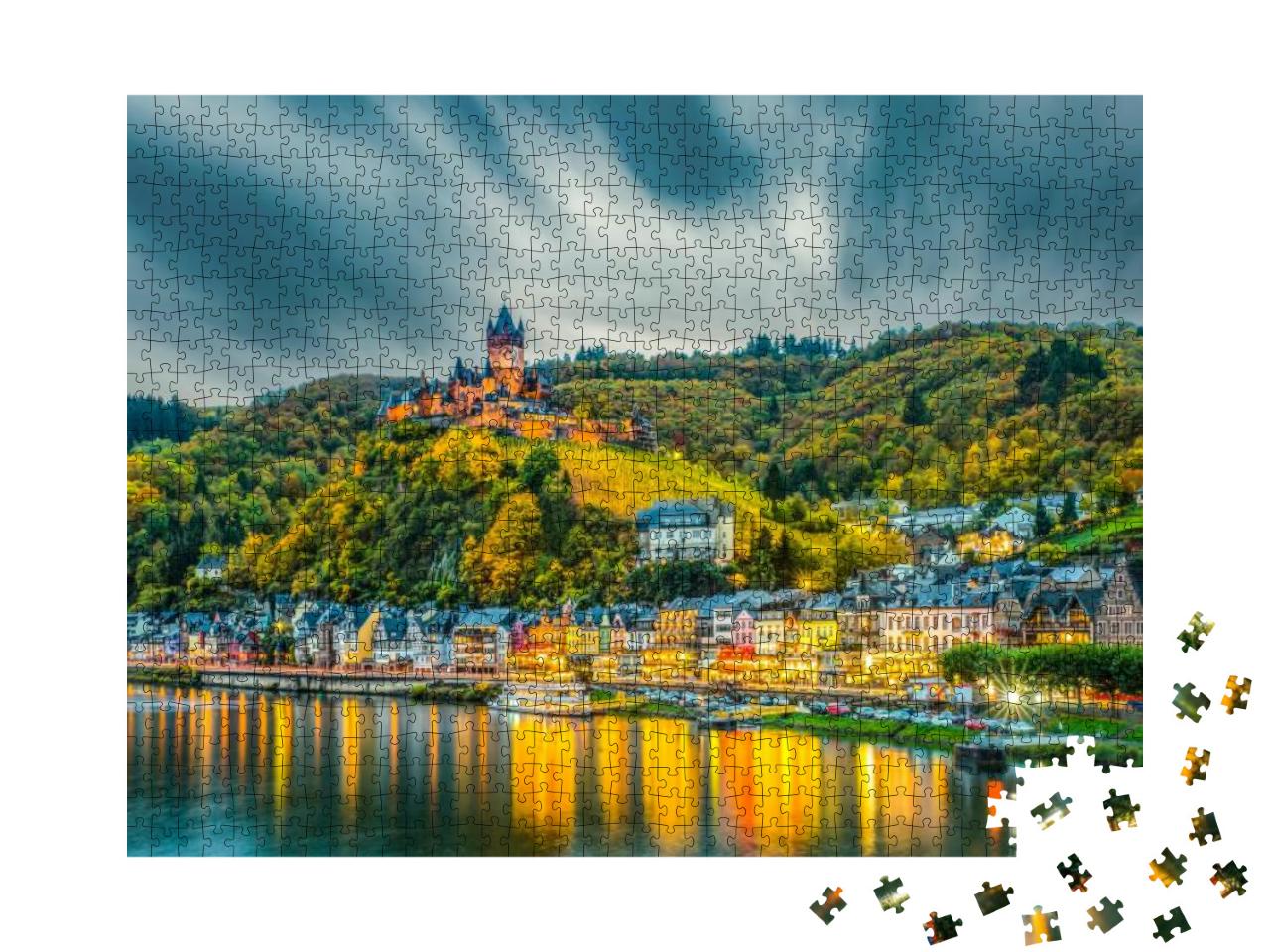 Puzzle 1000 Teile „Reichsburg und Stadt Cochem an der romantischen Mosel“