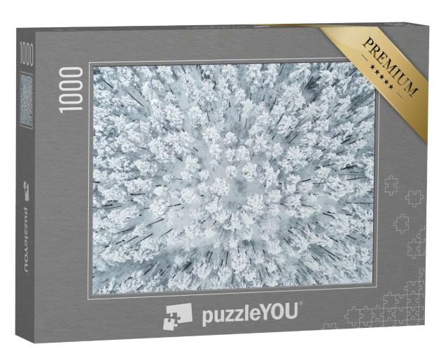 Puzzle 1000 Teile „Winterlicher, schneebedeckter Kiefernwald“