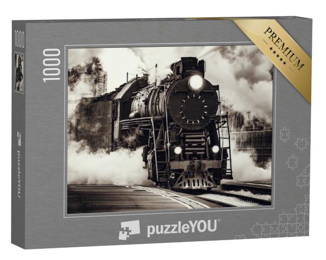 Puzzle 1000 Teile „Der Dampfzug fährt vom Bahnhof in Riga ab“